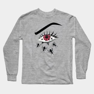 Scary Red Eye With Creepy Crawling Ants Long Sleeve T-Shirt